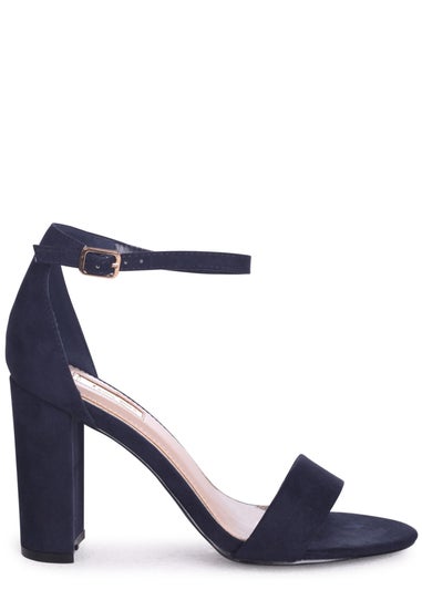 Linzi Nelly Navy Faux Suede Barely There Block Heeled Sandal