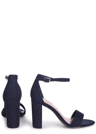 Linzi Nelly Navy Faux Suede Barely There Block Heeled Sandal