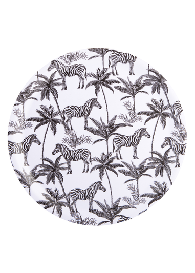 Summerhouse by Navigate Black & White Madagascar Large Round Zebra Tray