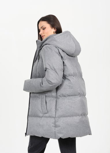 Brave Soul Grey Long Hooded Padded Jacket