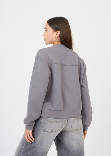 Brave Soul Grey Crew Neck Sweatshirt Style Bomber Jacket