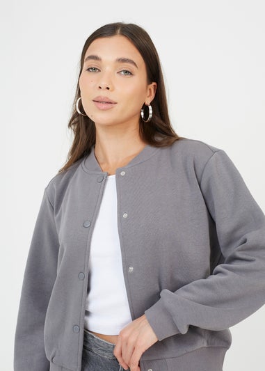 Brave Soul Grey Crew Neck Sweatshirt Style Bomber Jacket