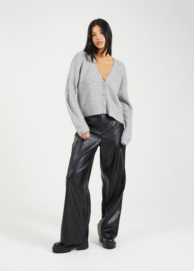 Brave Soul Grey Button Through Soft Knit Cardigan