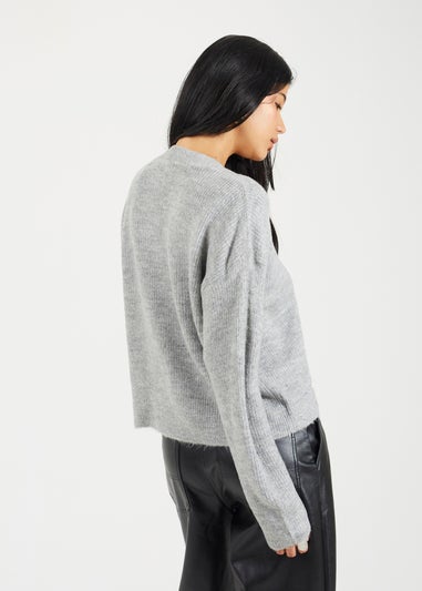 Brave Soul Grey Button Through Soft Knit Cardigan