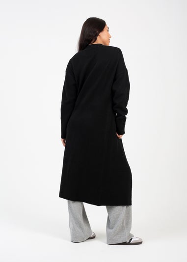 Brave Soul Black Knitted Dropped Shoulder Maxi Cardigan