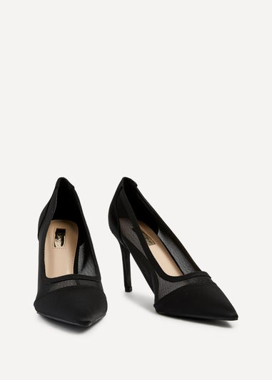 Linzi Slick Black Satin Court Heel