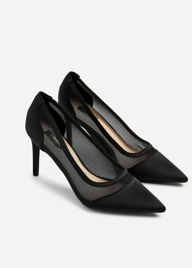 Linzi Slick Black Satin Court Heel