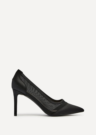 Linzi Slick Black Satin Court Heel