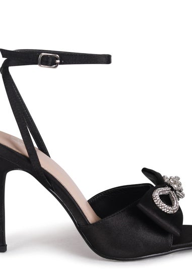 Linzi Laine Black Satin Stiletto Peep Toe Heels