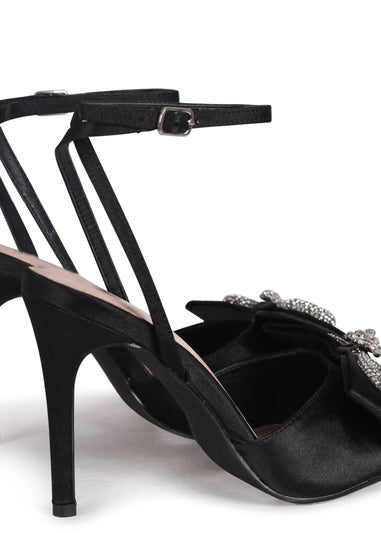 Linzi Laine Black Satin Stiletto Peep Toe Heels