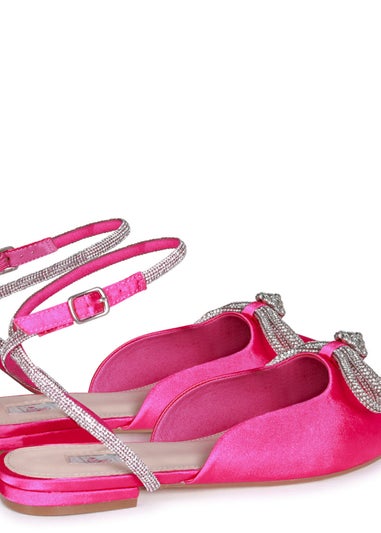 Linzi Mayla Pink Satin Flat Mule