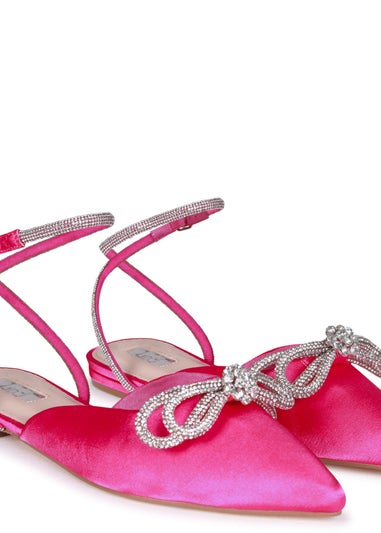 Linzi Mayla Pink Satin Flat Mule