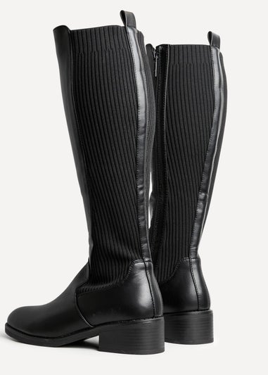 Linzi Renae Black Faux Leather Classic Riding Style Boot