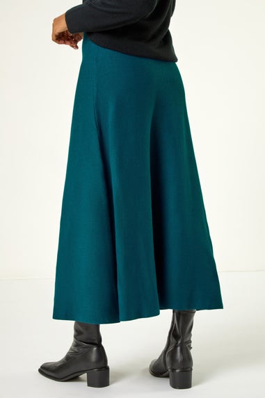 Roman Blue Knitted Midi Stretch Skirt