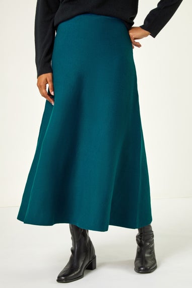 Roman Blue Knitted Midi Stretch Skirt