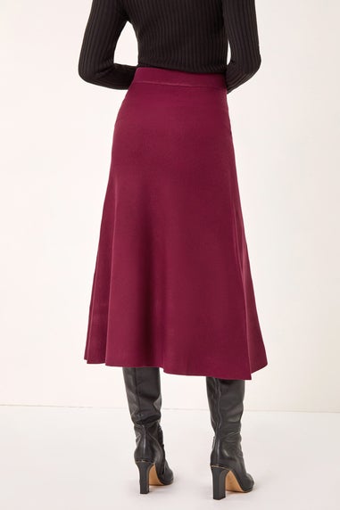 Roman Wine Knitted Midi Stretch Skirt