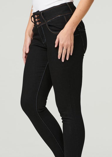 Izabel London Black Denim High Waist Skinny Jeans