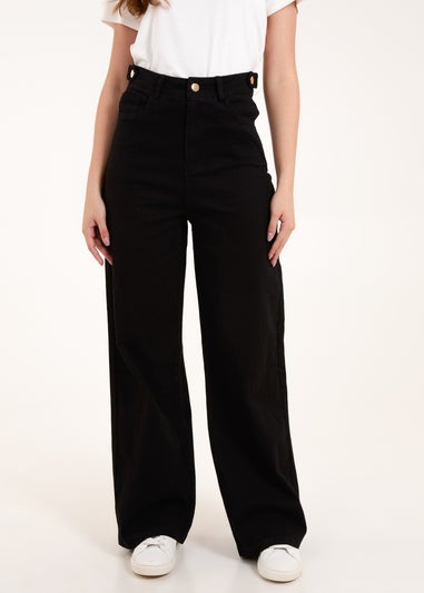 Blue Vanilla Black Plain Wide Leg Trousers