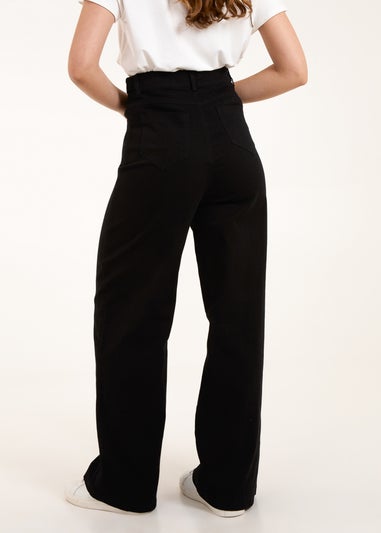 Blue Vanilla Black Plain Wide Leg Trousers