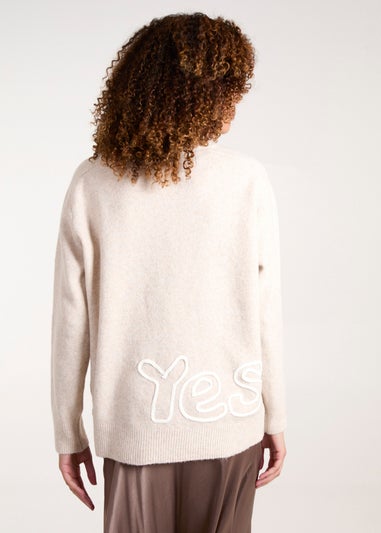 Blue Vanilla Beige Oui Embroidery Jumper