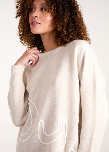 Blue Vanilla Beige Oui Embroidery Jumper