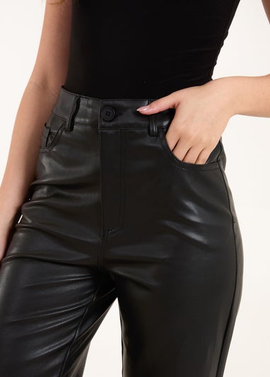 Blue Vanilla Black Faux Leather Straight Leg Trousers