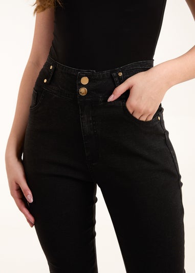 Blue Vanilla Black Gold Button High Waisted Trousers