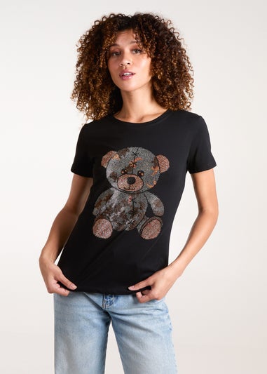 Blue Vanilla Black Diamante Teddy Bear T-shirt