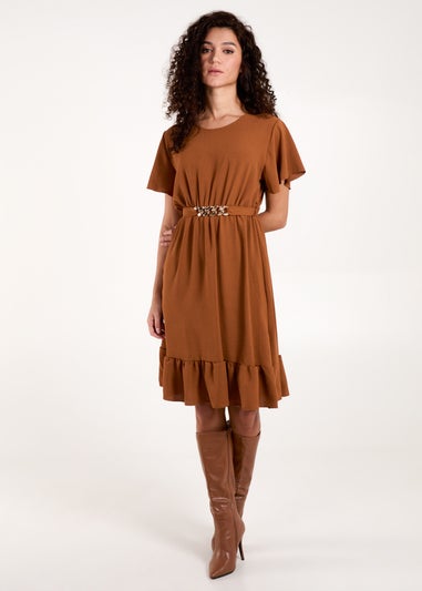 Blue Vanilla Brown Chain Belt Dress