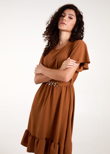 Blue Vanilla Brown Chain Belt Dress