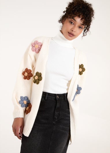 Blue Vanilla Ivory Daisy Small Flower Cardigan