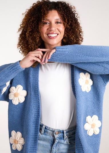 Blue Vanilla Blue Daisy Large Flower Cardigan