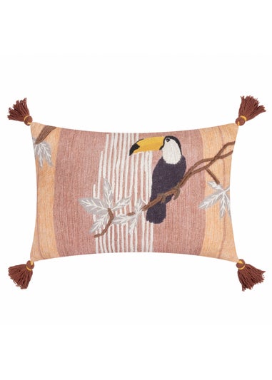 Wylder Treetop Toucan Embroidered Cotton Filled Cushion (30cm x 50cm)