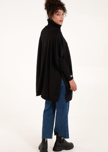 Blue Vanilla Black High Neck Poncho