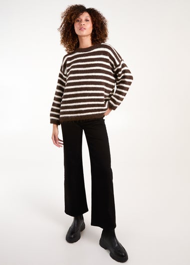 Blue Vanilla Chocolate Soft Knit Round Neck Stripe Jumper