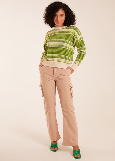 Blue Vanilla Green Gradient Stripe Velour Knit Jumper