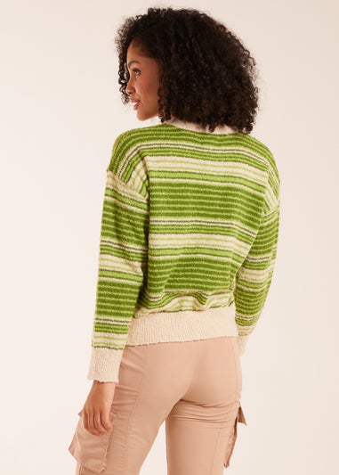 Blue Vanilla Green Gradient Stripe Velour Knit Jumper