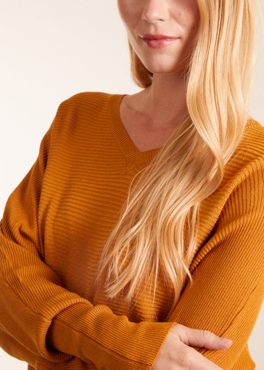 Blue Vanilla Yellow Ribbed V-Neck Jumper