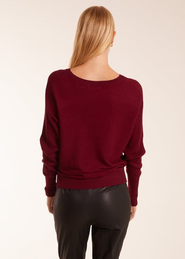 Blue Vanilla Burgundy Jumper Rib V-Neck