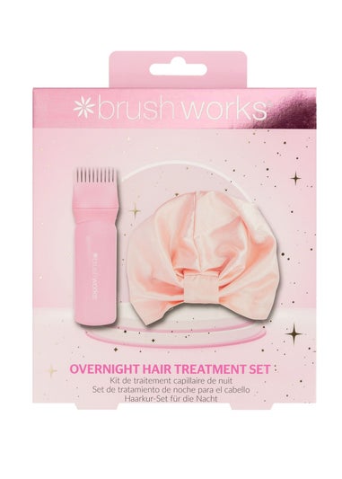 Brushworks Pastel Pink Overnight Hair Treatment Set