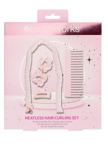 Brushworks Pastel Pink Heatless Hair Curling Set