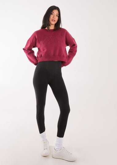 Pink Vanilla Burgundy Boston Silk Detail Crop Sweater