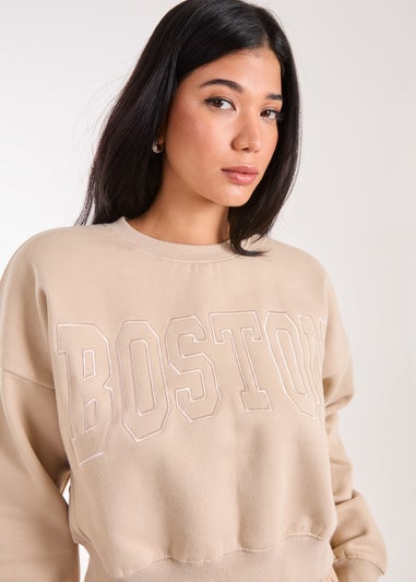 Pink Vanilla Stone Boston Silk Detail Crop Sweater