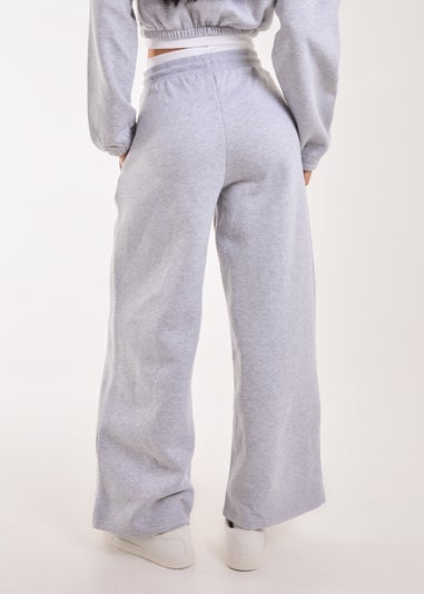 Pink Vanilla Grey Contrast Waist Band Wide Joggers