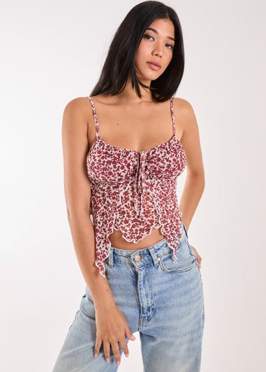 Pink Vanilla Red Butterfly Ditsy Cami Top