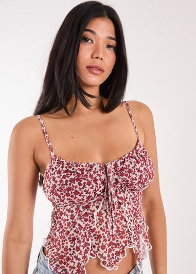 Pink Vanilla Red Butterfly Ditsy Cami Top