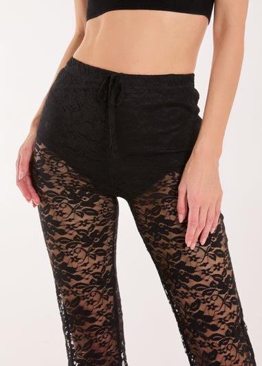 Pink Vanilla Black Lace Flared Trousers