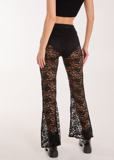 Pink Vanilla Black Lace Flared Trousers