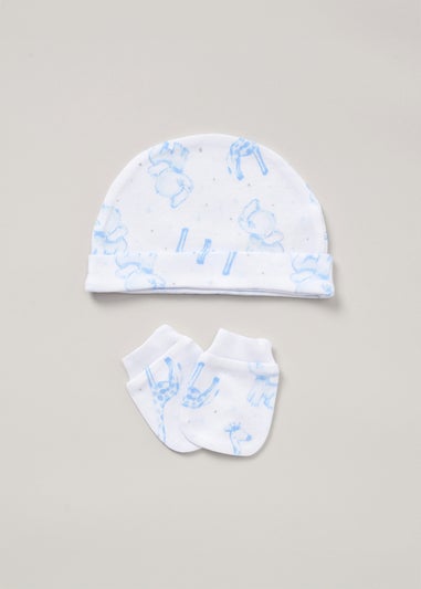 Rock a Bye Baby White Elephant Giraffe Print Cotton 6-Piece Baby Gift Set