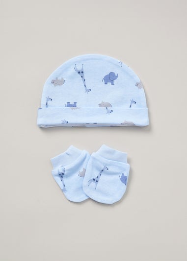 Rock a Bye Baby Light Blue Safari Print Cotton 5-Piece Baby Gift Set